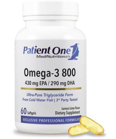 Patient One Omega-3 800 | Supplement to Support Heart Cognitive and Joint Health* | Omega-3 Fish Oil with EPA and DHA | 60 Softgels