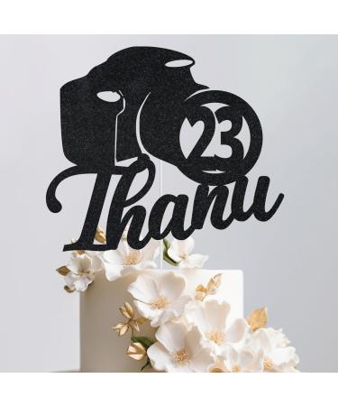 Trimming Shop Personalised Camera Glitter Cake Topper Customise Name or Age Photography Lover Theme Party Cake Decoration Keepsake Gift for Family & Friends Party d cor - Black
