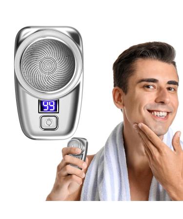 Mini Shaver Portable Electric Shaver  2023 New Upgrade with LCD Screen Mini Electric Razor Shavers for Men  One-Button Use  USB Mini Shaver Charging Suitable for Home  Car  Travel (Silver-Black-A)