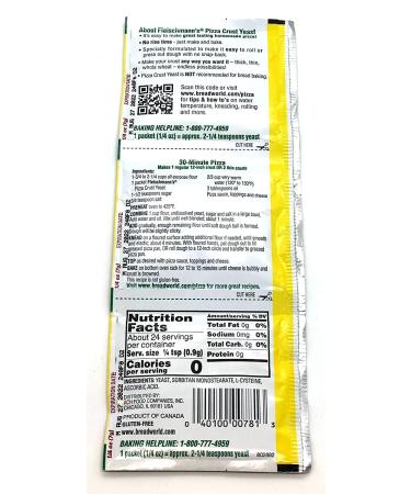 Fleischmann's Yeast Pizza 0.25oz Pouches - 3 Count (Pack of 5) - Buy Online on GoSupps.com