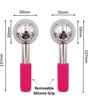 ICE Globes for Facials by Fabelegante | Unbreakable Stainless Steel Cooling Facial Ice Globes | Cryo Sticks & Cold Roller Set for Puffiness Relief - Set of 2 (Pink - Buy Online on GoSupps.com