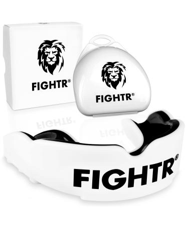 FIGHTR Premium Mouth Guard - for Excellent Breathing & Easy to fit | Sports Mouth Guard for Boxing, MMA, Football, Lacrosse, Hockey and Other Sports | incl. hygienic Box White