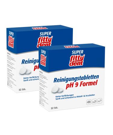 2 x Fittydent cleaning tablets 32 pcs - Cleaning & Care Cleaning tablets with ph9 care formula - prevent discoloration - Buy Online on GoSupps.com