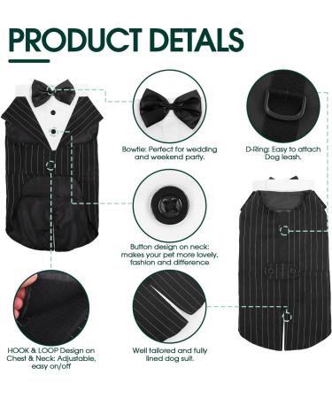Kuoser Dog Smoking Suit & Bandana Set | Formal Pet Clothes for Dogs - Perfect for Weddings Halloween & Birthday Parties (S-XXL 51 cm Striped) - Buy Online on GoSupps.com