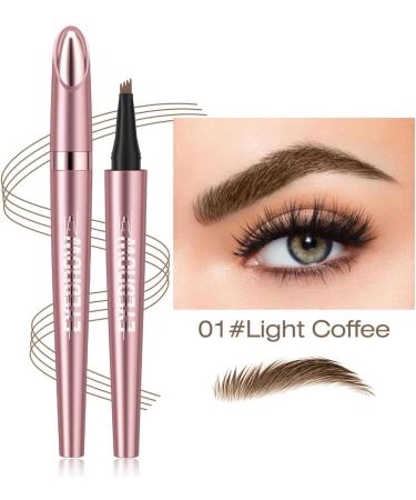 Eyebrow Pencil With 4 Fork Tip Easily Create Long-lasting Natural Eyebrow Makeup 3D Microblading Eyebrow Pencil Waterproof & Stain Resistance Eyebrow Pen (Light Coffee) - Buy Online on GoSupps.com