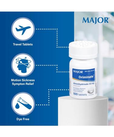 Driminate Generic 50mg Anti-Nausea Tablets - 100 Count Motion Sickness Relief - Buy Online on GoSupps.com
