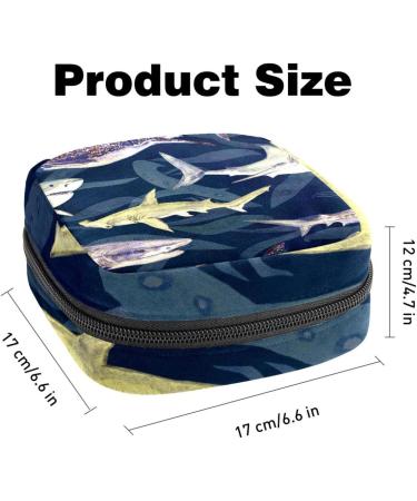 Sharks Blue Tiger Whale Portable Period Bag - Travel-Friendly Sanitary Napkin & Menstrual Cup Organizer for Women & Teens - Buy Online on GoSupps.com
