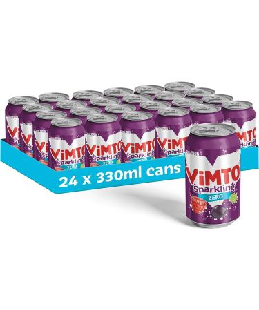 Vimto Fruity Soft Drink Blackcurrant Grape Raspberry 24 x 330ml Cans (Zero (No added Sugar))