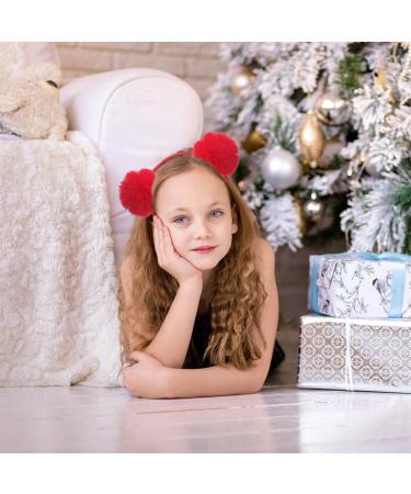 minkissy Plush Ball Headband Fluffy Pom Pom Headband Cat Ear Headpieces Christmas Party Hair Accessory for Women Kids Red - Buy Online on GoSupps.com