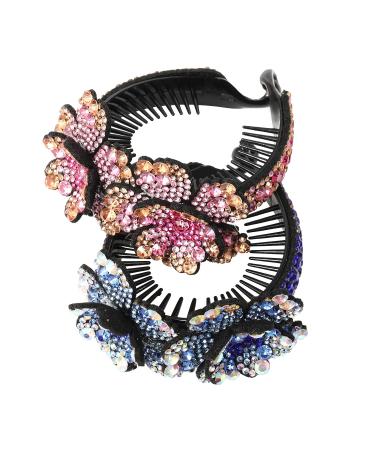Claws Hair Rhinestone Bun Holders - Multicolor Crystal Hairpin Ponytail Clips for Women and Girls - Hair Accessories - Buy Online on GoSupps.com