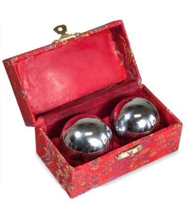 JapanBargain 3297, Baoding Balls Chinese Hand Therapy Ball Hand Exercise Balls Stress Relief Balls Massage Balls, Chrome Color Silver