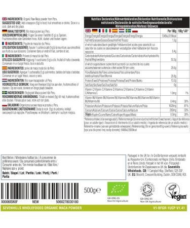 Sevenhills Wholefoods Organic Raw Maca Powder 500g 500 g (Pack of 1) - Buy Online on GoSupps.com