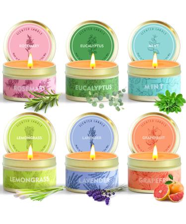 LA BELLEFÉE Scented Candles for Home Scented, Candles for Mom Women, Soy Wax Essential Oil Candles, Birthday, Relaxing Spa, Yoga Lemongrass, Rosemary, Grapefruit, Eucalyptus, Lavender, Mint