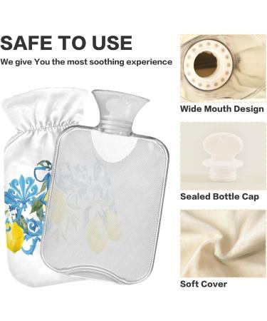 NAANLE Antique Watercolor Lemon Heat Bottle - 2L Transparent Hot Water Bottle for Bed Hand & Feet - Pain Relief & Heat Therapy - Buy Online on GoSupps.com