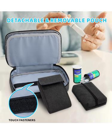 KGMCARE Diabetic Supplies Travel Case with 2 Detachable Pouches - Double Layer Storage Bag for Insulin Pens and Glucose Meter - Dark Gray - Buy Online on GoSupps.com