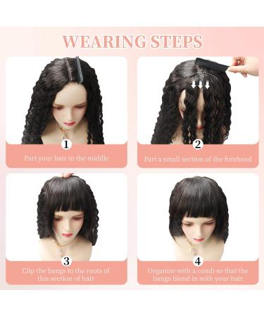 Real Human Hair Bangs Clip in Fringe Extension | Thick Unprocessed 1b# Black Color - Buy Online on GoSupps.com