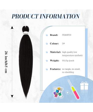 Feshfen Pre-Stretched Braiding Hair Extensions - 65cm Yaki Texture 4 Packs of Natural Black Synthetic Hair for Easy Braiding - Buy Online on GoSupps.com