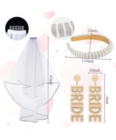 Bachelorette Party Bride Kit: Headband, Veil, Earrings - Wedding Bridal Shower Gift Set - Buy Online on GoSupps.com