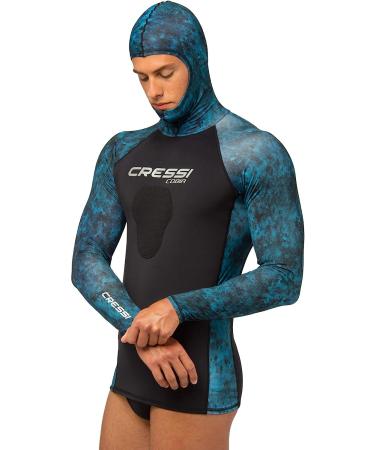 Cressi Adult Camouflage Hooded Rash Guard - Neoprene Padded Chest | Cobia 3X-Large Blue Hunter - Buy Online on GoSupps.com