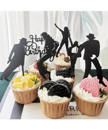 BOMJJOR 12pcs Birthday Cake Toppers Music Notes Michael MJ Cupcake Toppers for Music Themed Party Decorations Glitter Musical Symbols Cupcake Picks Black - Buy Online on GoSupps.com