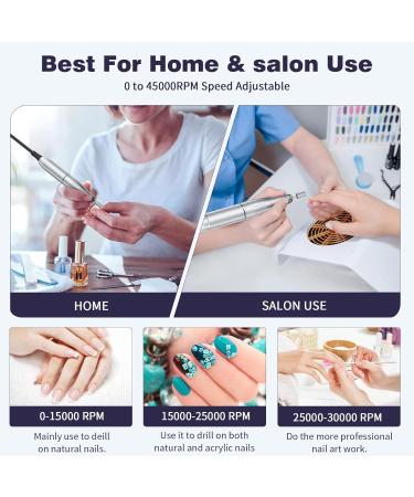FEIlei Portable Electric Nail Drill Rechargeable 45000 RPM Manicure Pedicure Set for Home Nail Care - Buy Online on GoSupps.com