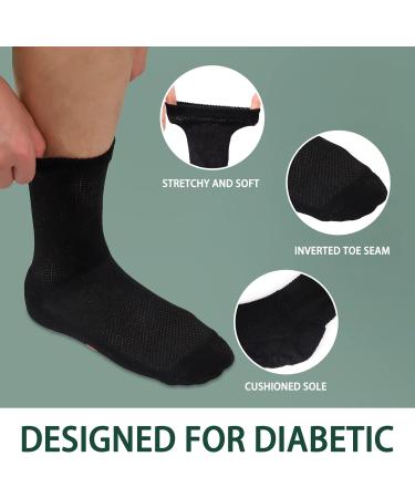 Aaronano 5 Pairs Bamboo Diabetic Socks with Grip Non-Binding Hospital Non Slip Crew Socks - Medium Black (With Grips) - Buy Online on GoSupps.com
