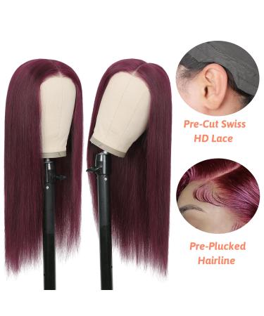 Buy Wear and Go Glueless Wigs - Pre-Cut Lace 18 99J Human Hair - Upgraded 5x5 HD Density for Black Women - Buy Online on GoSupps.com