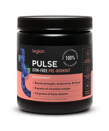 Decaffeinated Blue Razz - Legion Pulse, Best Caffeine Free Natural Pre Workout Supplement for Women and Men  Powerful Nitric Oxide Booster, Non Stimulant w/Beta Alanine, Citrulline and Alpha GPC Caffeine Free Blue Raspberry 1.04 Pound (Pack of 1) - Buy Online on GoSupps.com