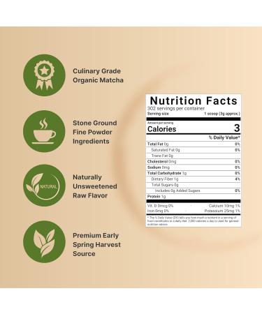 Organic Matcha Green Tea Powder 2 Pounds | Unsweetened with Zero Sugar Culinary Grade Potent Early Harvest Fine Stone Ground Vegan All Purpose Great for Matcha Latte Matcha Green Tea Powder 2 Pound (Pack of 1) - Buy Online on GoSupps.com