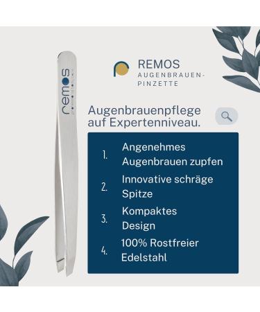 REMOS Professional Tweezers with Extra Fine Tips - Precision Plucking for Eyebrows | Satin Finish | International Shipping - Buy Online on GoSupps.com