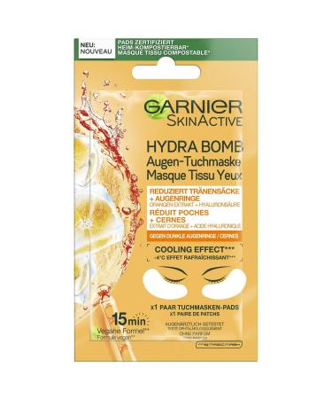 Garnier Eye cloth mask moisturizing against dark dark circles reduction of tear bags vegan formula with orange extract and hyaluronic acid hydra bomb 6 g