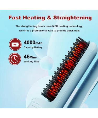 Buy Cordless Mini Straightening Brush - Fast Heating Negative Ions Portable Hair Styling for Women (Blue 2024) - International Shipping Available - Buy Online on GoSupps.com