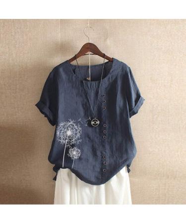 T-Shirt Women's Summer Blouse Short Sleeve T-Shirt V-Neck Clothing Woman Loose Comfortable Crew Neck Clothes Pullover Teenager Pullover with Print T-Shirt Loose Navy L - Buy Online on GoSupps.com