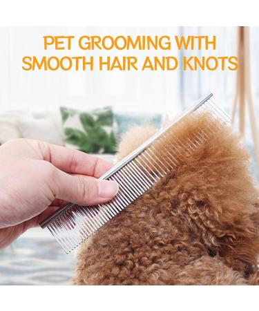 Metal Dog Combs for Grooming 2PCS Metal Stainless Steel Dog Grooming Comb Cat Comb Silver Pet Comb Suitable for Dog Cat Pet Fur Detangling - Buy Online on GoSupps.com