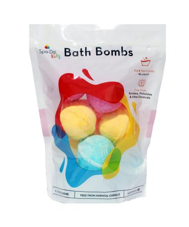 Spa-Da Kids Bath Bombs 8 Pack, Clean Gentle Safe Ingredients Free from Parabens & Harmful Chemicals, No Staining Skin or Tub, Make Bath Time Fun for Kids, Woman Owned Business Made for Moms