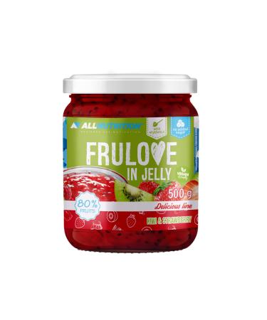 All nurition sugar -free jam - Frulove in Jelly Kiwi & Strawberry - low carb fruits in jelly - 80% fruit jelly calorie spread - sugar -free jam - vegan -friendly - 500g kiwi & Strawberry 500 g (1 Pack)