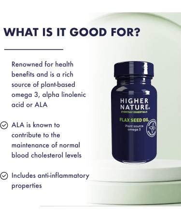 Higher Nature - Flax Seed Oil - 1000mg - Plant Sourced Omega 3 - Fish Free Omega 3 - Flaxseed Oil Capsules Vegan Vegetarian & Gluten Free - 180 Capsules 180 count (Pack of 1) - Buy Online on GoSupps.com