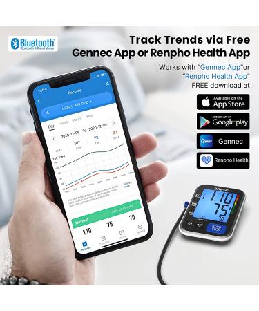 RENPHO Bluetooth Blood Pressure Monitor - Wireless Upper Arm BP Machine with Large Cuff and App for iOS and Android - Accurate Digital Smart BP Monitor for Home Use - 2-Users, Unlimited Memories - Buy Online on GoSupps.com