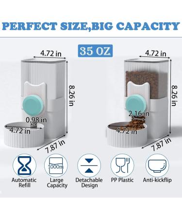 Kathson Rabbit Gravity Auto Feeder Set 35oz - Hanging Automatic Food/Water Dispenser for Small Pets - Ideal for Rabbit, Chinchilla, Guinea Pig, Hedgehog, Ferret, Kitty, Puppy - Blue - Buy Online on GoSupps.com