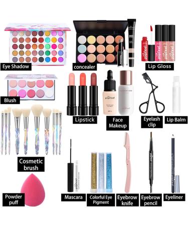 CHSEEO 34PCS Professional Makeup Set & Portable Travel All-in-One Cosmetic Set Eyeshadows Highlighter Lipstick Blush Brushes Compact and Lightweight Design for Girls Women #1*34PCS - Buy Online on GoSupps.com