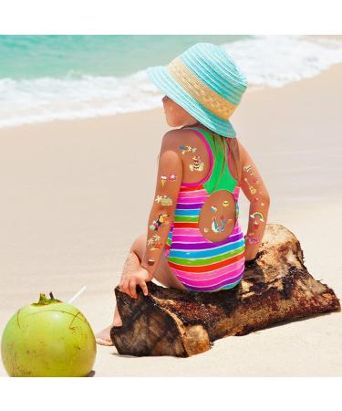 Hawaiian Tropical Flamingo Glow in the Dark Tattoos - Set of 120+ | Summer Pool Party Decoration for Kids - Buy Online on GoSupps.com