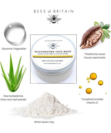 BEES of BRITAIN - 99% Natural Rejuvenating Face Mask. Ready to Use Deep Pore Skin Cleanser Face Mask Detox. We Donate 5% of our Profit to Save Bees + Pollinators. 125g - Buy Online on GoSupps.com