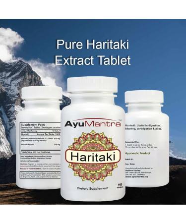 AyuMantra Organic Haritaki (Terminalia chebula) Tablet - Relieves constipation- 90 tablets 1000mg - Buy Online on GoSupps.com