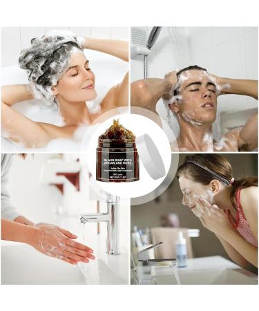 Olive Oil Black Soap 200g Natural Moroccan Soap Camping Cleansing Soap Hydrating Skin Soap Skin Brightening Soap Refreshing Black Soap for Women Men Travel Home Business Trips - Buy Online on GoSupps.com