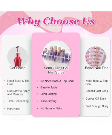 CBOIC Half Hardened UV Gel Strips - 22PCs Self-Adhesive Purple Glitter Gradient Nail Foils | Long-Lasting Gellack Wraps for Perfect Nails - Buy Online on GoSupps.com