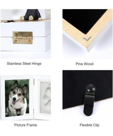 Pet Memorial Frames - Paw Print Keepsake Triple Folding Photo Frame with Clay Imprint Kit (White) | Perfect for Cat or Dog Memorabilia - Buy Online on GoSupps.com