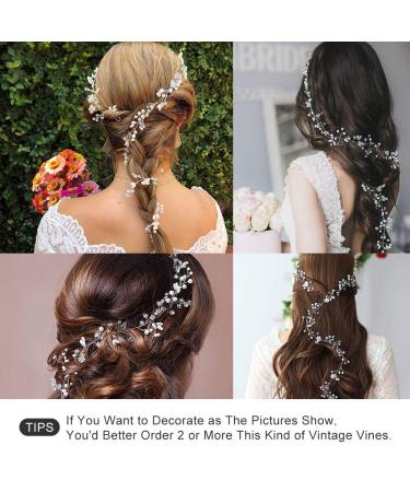50cm Wedding Hair Jewelry | Vintage Silver Floral Headdress & Pearl Hair Band for Brides - Buy Online on GoSupps.com