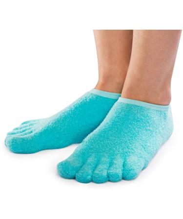NatraCure 5-Toe Gel Lined Foot Moisturizing Socks Aloe & Shea Infused Fuzzy Hydrating Socks for Women & Men - Soft Feet Moisturizer Spa & Pedicure Socks for Dry Cracked Heels Calluses - Large