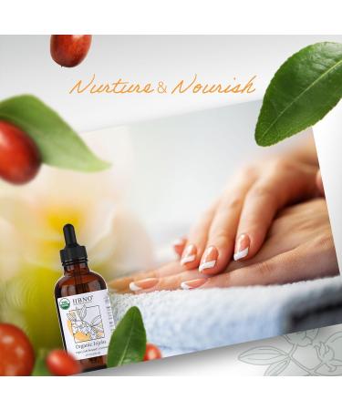 HBNO Organic Jojoba Oil 4 oz - Cold Pressed Natural Carrier Oil for Massage Aromatherapy DIY Soap Making & Skincare - Premium Quality Jojoba Oil - Buy Online on GoSupps.com