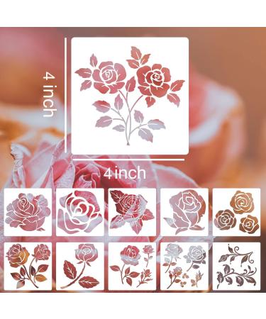 4inch Reusable Rose Stencils - Floral Painting Templates for Wood, Canvas & Paper - Buy Online on GoSupps.com